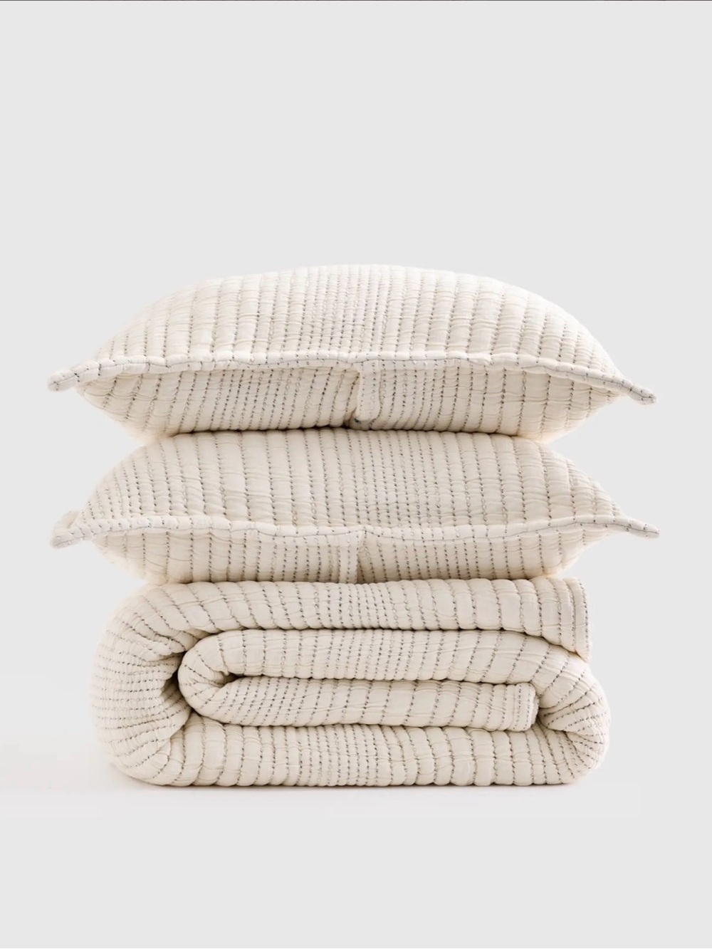 Quince Organic Cotton Channel Stitch Coverlet Set - Full/Queen - Undyed - NWOT